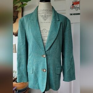 Sundance Teal Blazer with Brown Buttons Sz XL